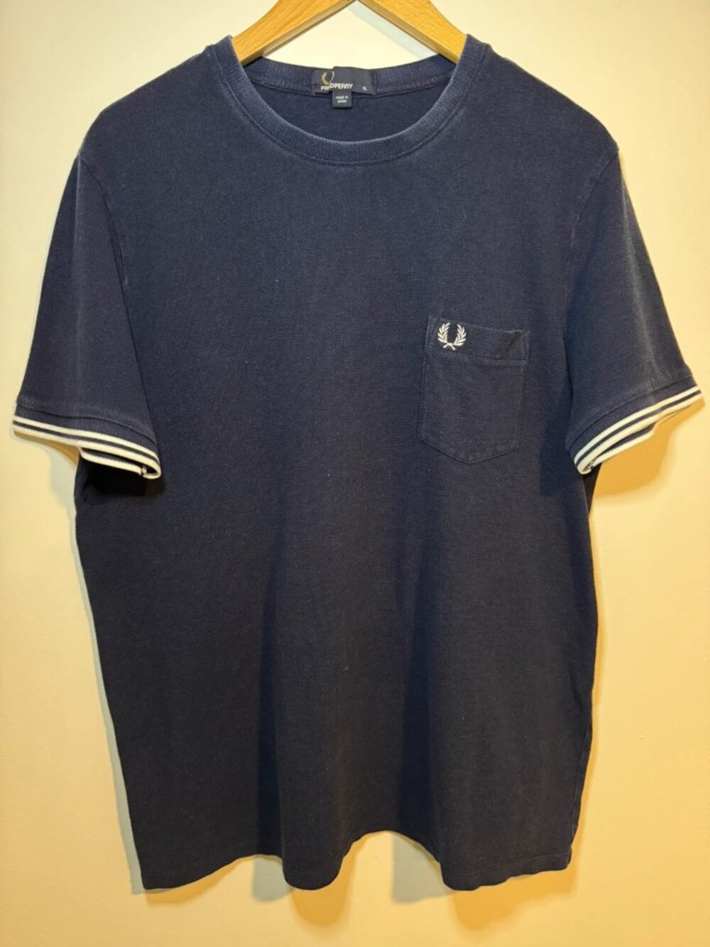 Fred Perry Men's Blue/navy Crew Neck Cotton T-Shirt Size XL